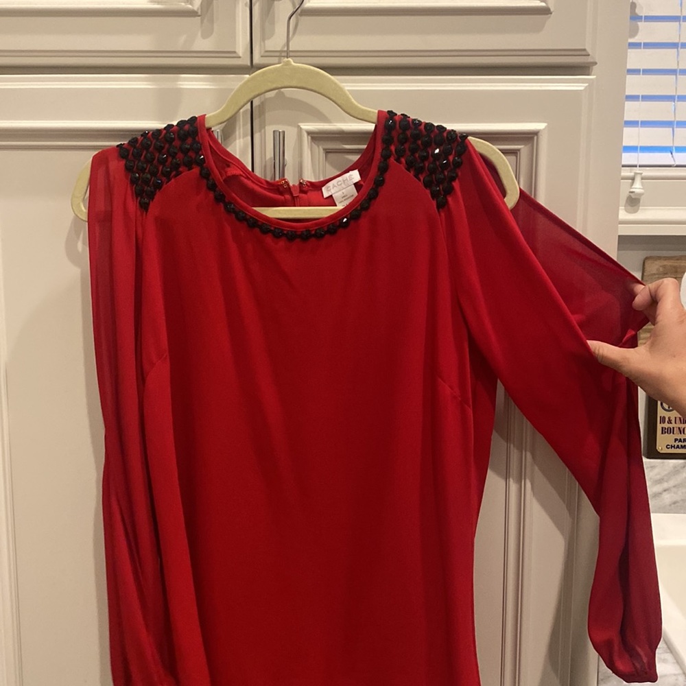 Red Beaded Top - Picture 2 of 3